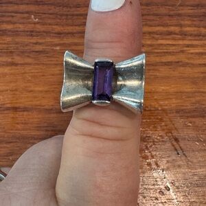 Sterling silver and genuine amethyst “bow” ring